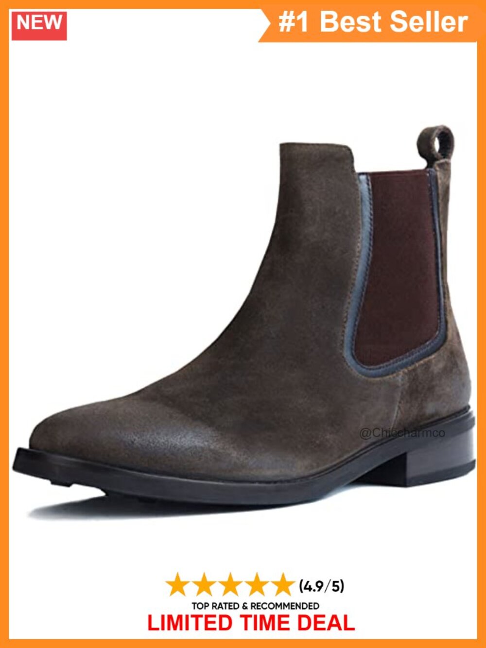 Duchess Chelsea Ankle Boots Suede Round Toe Block Heel Leather Lined Work Boots